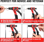 Rivet Nut Tool Kit with a Step Drill Bit & 80 Nutserts for Tight Space, 8" Rivnut Tool Set Riveter with 8 Mandrels 6-32 8-32 10-24 1/4-20 M3 M4 M5 M6 in Organized Rugged Carrying Case NT600