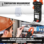 AIOMEST Bluetooth Digital Multimeter, AI-7200APP TRMS 6000 Counts Clamp-on Meter for AC DC Current Voltage Resistance Capacitance Hz Temp Diode Continuity Buzzer with Lamp NCV