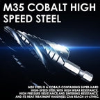 M35 Cobalt Step Drill Bit Set, Four Spiral Flute Unibit Step Drill Bits (1/8"-7/8") Wear-Resistant TiAlN Coated, 1/4" Hex Shank for Metal, Carbon Steel, Stainless Steel, Wood, Plastic (3Pcs)