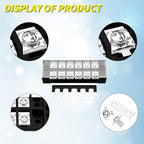 Joinfworld 35A Terminal Block 6 Position Screw Terminal Strip Dual Row with Cover & 6 Position Pre-Insulated Terminal Jumper Block - 2 Pack