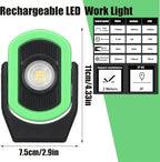 Retisee 3 Pcs 720 Lumens Magnetic Work Light USB Rechargeable LED Flashlight Portable Inspection Light for Car Repair Emergency Lighting Mechanics Workshop (Green)