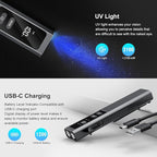 5-in-1 Rechargeable EDC Flat Flashlight, High Lumens Pocket Torch with White LED, Green Beam, UV, Magnetic Base & Clip, Compact Flat Flashlight for Camping, Emergency, Work with Bag (Black)