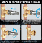 6-Piece NPT Pipe Tap Set, 1", 3/4", 1/2", 3/8", 1/4", 1/8" Taps Threading Tool, Precision Carbon Steel Tap Set Metric and Standard for Clean and Re-Thread Damaged or Jam Pipe Threads in Storage Case
