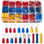 Chanzon 200pcs Insulated Crimp Wire Connector Terminal Assortment Contains Ring, Butt Splice, Spade Male & Female, Fork 22-16, 16-14, 12-10 GA Solderless Assorted Kit Electrical Crimping Tools