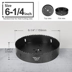 6-1/4 Inch Hole Saw with 1/2" Hex Shank Quick Change Arbor, JTemgle Bi-Metal Hole Saw Heavy Duty Hole Cutting Tool for Cornhole Boards, Recessed Lights, Wood, Plastic, Drywall & Soft Metal