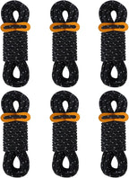 CONBOLA 6 Pack 5 mm Guy Lines Ultralight Tent Cords with Aluminum Adjuster Tensioner Outdoor Camping Guylines Ropes for Tent Tarp, Canopy Shelter, Climbing, Hiking Backpacking Gear