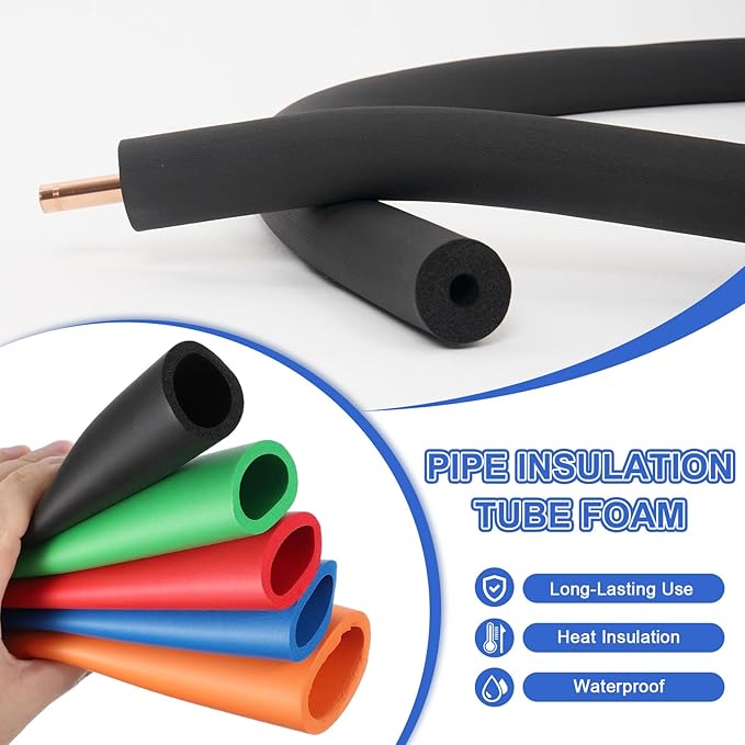 uxcell Pipe Insulation Tube Foam, 4/5" ID x 3/16" Thick x 1.64ft Foam Pipe Cover Non-Slip Hollow Tubing Guitar Air Conditioner Stand Fitness Equipment Handles, Black