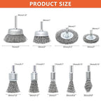 9 Pcs Wire Wheel Brush Set for Drill,Stainless Steel Wire Cup Wheel with 1/4 Inch Shank for Rust Removal, Corrosion and Scrub Surfaces