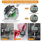 Neoteck Digital Dial Indicator Gauge and Magnetic Base Set with Storage Case 0-1 inch/25.4mm,0.01mm/0.0005" Inch/Metric Conversion Measuring Tool for 3D Printer Lathe Workshop CNC Machine-Black