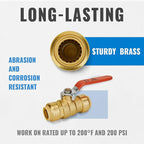 SUNGATOR 3/4 Inch Ball Valve, 3/4" Shut off Valve, No Lead Brass Push-to-Connect Plumbing Fittings, Full-Port Fit for PEX Pipe, Copper, CPVC, PE-RT, Pack of 2