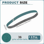 HARFINGTON 2 x 60 Inch Sanding Belts, 6 Pcs 36 Grit Zirconia Abrasive Belt Sander File Belt for Woodworking, Metal Polishing, Knife Sharpener