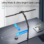 Syrinx LED Desk Lamp, Architect Desk Lamps for Home Office with Gesture Switch & Remote Control, 24W Bright Desk Light with 50 Light Modes Eye-Caring Desk Lamp with Clamp for Reading Study Workbench