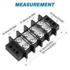 GLOSO TBE Double Row Stainless Terminal Blocks, Marine Grade, 4-14 AWG Cu, 75A/600V - 1 Pack, 4 Poles