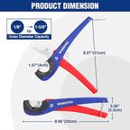 WORKPRO PEX Cutter, Hose Cutter with 1/8"-1-5/8" Cutting Capacity, specific angle(30°, 45°) for cutting rectangular cord cover, Tubing Cutter for PPR, PE, PP, Suitable for Home and Plumbing Repairs
