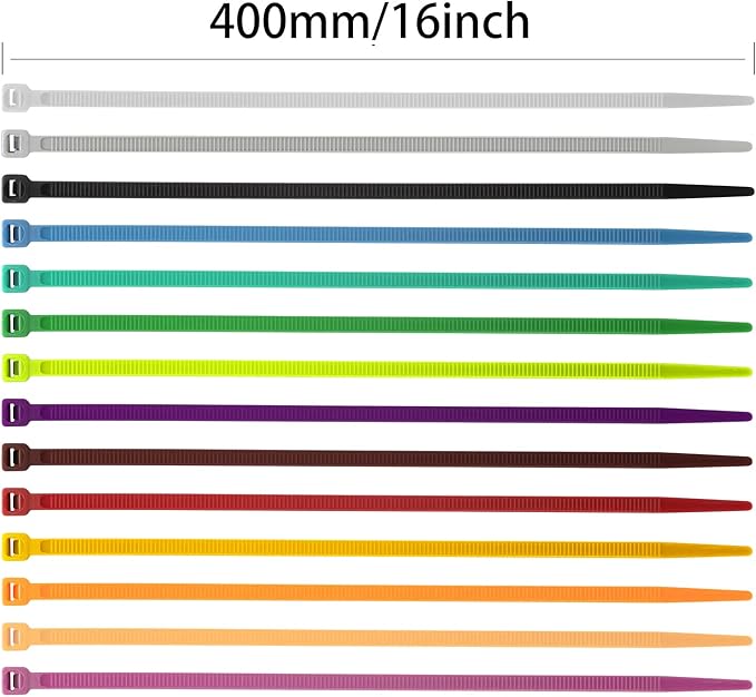 XINGO 100PCS Cable Zip Ties Heavy Duty, Premium Nylon Plastic Wire Ties with 50 Pounds Tensile Strength, Self-Locking Black Nylon Zip Ties for Indoor and Outdoor (16 inch, Yellow)