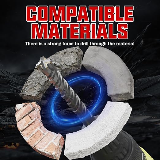 CSOOM SDS Plus Rotary Hammer Drill Bit 1/4"x10.24", Professional Concrete Drill Bit for Concrete, Brick, Stone and Cement Walls