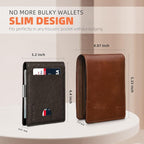 RUNBOX Slim Wallets for Men - Leather Money Clip Mens Wallet - RFID Blocking Front Pocket Bifold Wallet - Thin Credit Card Holder with Gift Box