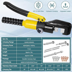 BLIKA Hydraulic Crimping Tool 10 Tons, 12 AWG to 2/0 Battery Cable Crimper Tool with 13 Dies, Hydraulic Wire Crimping Tool Kit for 1/8" to 3/16" Wire Rope, Battery Cable Ends Ring Terminals