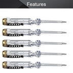 Fielect 5pcs Test Screwdriver, Voltage Detector Pen Light Circuit Tester Electric Test Pen Screwdriver Neon Tube AC/DC 100-500V Clear