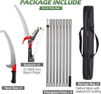 Walensee Pole Saws for Tree Trimming,7.2-27FT Extendable Tree Pruner,Manual Branch Timmer with Blade and Scissors High Branches Pruning Fiberglass Pole Pruner and Cutter Garden Tool with Storage Bag
