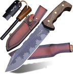 BA-KOR DC53 Steel 38CM (15.2IN) Full Tang 6mm Thick Fixed Knife+Sheath&(5.9IN) Cerium Igniter, Suitable for Outdoor Hunting, Camping, Survival Exploration, EDC