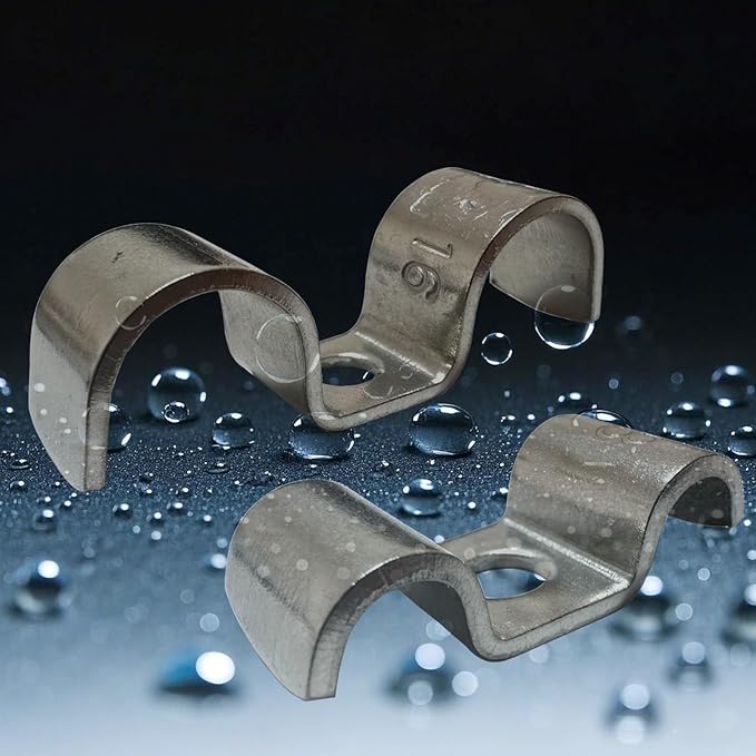 6pcs 25mm(1 inch) Double Line Clamp Heavy Duty 1 Hole Conduit Strap 304 Stainless Steel M-Type Pipe Strap For Wire Pipe Cord Installation