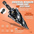 Four Spiral Flute Step Drill Bit for Metal,M35 Cobalt Unibit Step Drill Bit Set 1/4"-1" (30 pcs),Wear-Resistant AlTiN Coated,1/4" Hex Shank for Metal, Stainless Steel, Aluminum, Plastic
