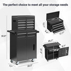 5-Drawer Tool Chest, Rolling Tool Box Organizer with Enhanced Packaging, Lockable Wheels, Detachable Top Tool Box, Metal Tool Storage Cabinet for Garage Workshop, Black