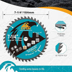 7-1/4 Inch Miter/Table Saw Blades 4pcs, 40 Teeth ATB TCT Fine Finish Wood Cutting Circular Saw Blade with 4/5 Inch Arbor