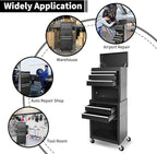 Rolling Tool Chest, 3-in-1 Detachable Metal Tool Box with Wheels & Drawers, High Capacity Toolbox Organization Sliding Drawers Garage Storage Box Cabinet Tools Cart for Warehouse Workshop