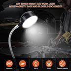 Magnetic Work Light, LED Machine Lights, Lathe Light, Flexible Gooseneck Lights with Magnetic Base, for Sewing Machine, Lathe, Grill, Work Bench, Industrial Lighting, 1200Lumens, Silver
