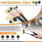 6Pcs 2 Pack 25mm 35mm Double Faced Plastic and Rubber Hammer Mallet Set Double Head Small Mallet Jewelry Hammer W 4Pcs Replacement Heads Nylon Hammer Tool for Jewelry Leather Crafts Flooring