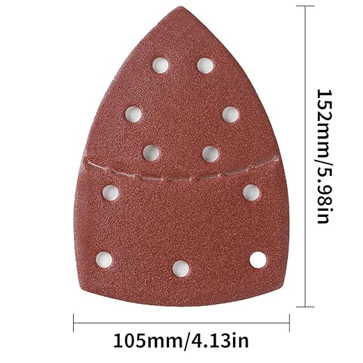 50PCS Mouse Detail Sander Sandpaper Hook and Loop 11-Holes Triangular Sanding Sheets for Mouse Sanders - Mixed Grits Coarse to Fine, Abrasive Sanding Pads for Precision Sanding 40/80/120/180/240 Grits