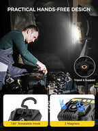 Smiling Shark Working Light, LED Work Light 4000 Lumen 18 Light Mode USB Rechargeable Portable Magnetic Waterproof Drop Resistant Cordless Worklight Job Site Lighting for Garage Repair Camping Outdoor