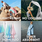 Dock & Bay Beach Towel - Quick Dry, Sand Free - Compact, Lightweight - 100% Recycled - Includes Bag - Essential Set of 4 - Large (160x90cm, 63x35)