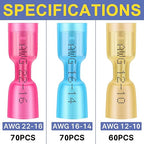 haisstronica 200PCS Heat Shrink Female Spade Connectors, 22-10 AWG Tinned Copper Crimp Terminals, Quick Disconnect Wire Connectors for Automotive Marine