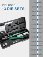 Industry Hydraulic Cable Lug Crimper 16 US TON 9 AWG to 600MCM Electrical Terminal Cable Wire Tool Kit with 13 Die (9awg~600mcm Crimping Tool)