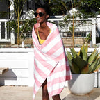 Dock & Bay Beach Towel - Quick Dry, Sand Free - Compact, Lightweight - 100% Recycled - Includes Bag - Cabana - Light Pink - Large (160x90cm, 63x35)