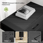 Nightstand with 3 Drawers for Bedroom, Storage Dresser with Fabric Drawers and Metal Frame for Closet, Living Room, Bedside Table with Wood Top, Easy Pull Handle, Black
