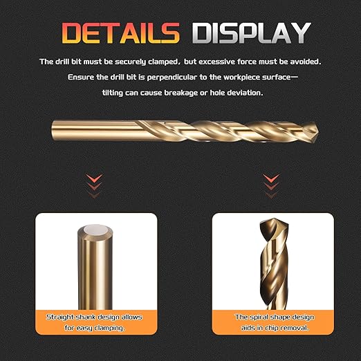 Drill Bit, 7/32" Cutting Diameter (5.556mm), 4241 HSS Black and Gold 118° Cutting Angle Versatile Jobber Bits - (Applications: for Drilling Plastic Wood Soft Thin Metal), 2-Pieces