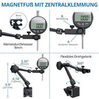 AUTOUTLET Digital Dial Indicator with Magnetic Base, Long Arm 0-1" with Professional Dial Gauge 0.0005",Inch/Metric Conversion for Lathe and Milling Machine Alignment