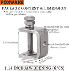 Stainless Steel C Clamps Mini 1 Inch for Mounting, Heavy Duty Metal U Clamps for Metal Working, Small Desk Clamp with Stable Wide Jaw Opening & Protective Pads/I-Beam Design (4pcs)