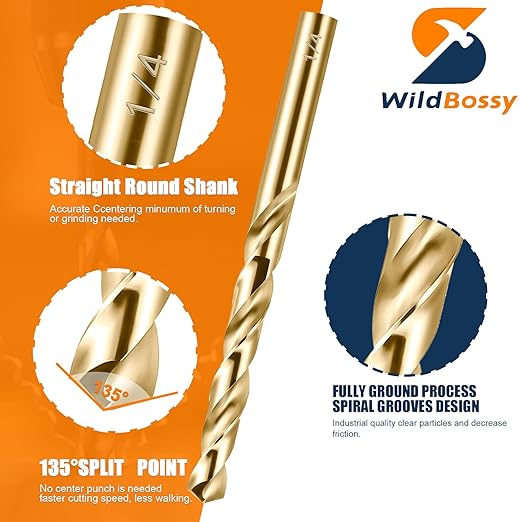 Cobalt Drill Bit Set 7/32" - 13PCS, M35 Twist Drill Bits Straight Shank, 7/32" High Speed Steel Drill Bits for Drilling in Hard Metal, Stainless Steel, Cast Iron