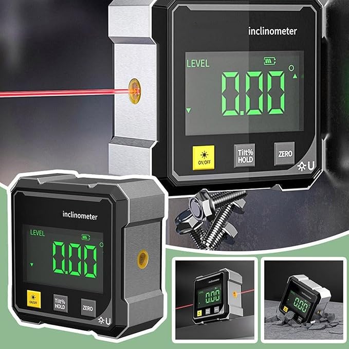 Digital Angle Finde, 2026 Upgraded 4-Side Magnetic Digital Angle Gauge, Cube Inclinometer with Backlight, Magnetic Electronic Level Angle Finder Tool Protractor Inclinometer Woodworking Tools