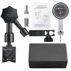 Neoteck Dial Test Indicator with Magnetic Base Stand and Storage Case, 0-0.03"/0.0005" Test Indicator Set with 2 Steel Dovetail Clamps 3/8'' and 5/32'' for Machine Set-Up-Black