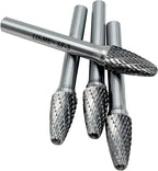 SF-3 Tungsten Carbide Burr Tree Shape Radius End Double Cut Rotary Burr File with 1/4'' Shank, 4pcs by LU&MN
