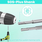 SDS Plus Chisel Set for Rotary Hammer Drills, 4 PCS SDS Chisel Set Includes Point, Flat, Scaling, Tile, 40Cr Steel, Hammer Drill Bits for Brick, Concrete, Block, Masonry
