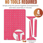 Torched Pegboard Display Stand for Jewelry, Craft Shows, Selling, Vendor Events, Tools, Peg Board Accessories Rack Organizer, Large 9.75" L x 4.3" W x 14" H, Pink