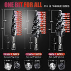 M35 Cobalt Step Drill Bit Set, TiAlN Coated Unibit Metal Hole Cutter 1/8"-7/8"(3pcs), High Speed Steel with 4 Spiral Flutes, Hex Shank for Stainless Steel, Wood, Plastic