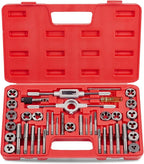 Orion Motor Tech SAE Tap and Die Set Standard | #4, 6, 8, 10, 12, 1/4, 5/16, 3/8, 7/16, 1/2" Tap Set and Die Set | Thread Repair Kits for Threading and Rethreading Internal and External Threads